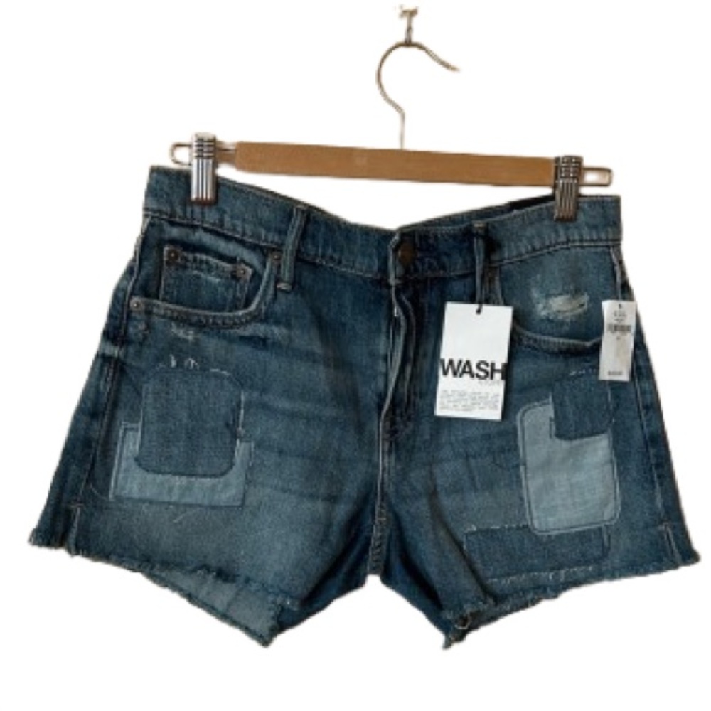 NWT Gap 1969 Best Girlfriend Patchwork Jean Shorts Distressed Vtg Sz 27